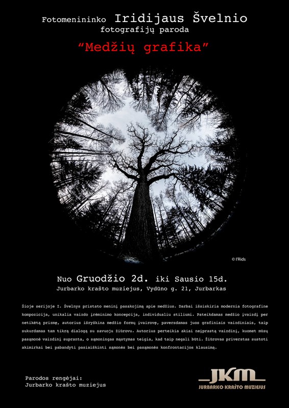 Nuo gruodžio 2 d. kviečiame aplankyti fotomenininko Iridijaus Švelnio fotografijų parodą "Medžių grafika"