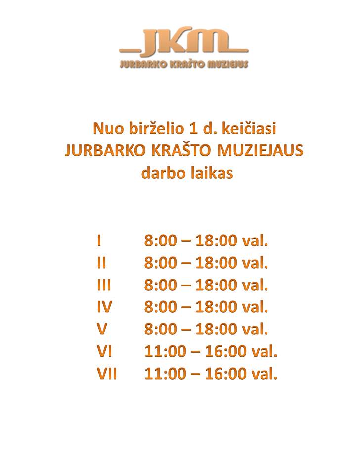 Nuo birželio 1 d. Jurbarko krašto muziejus dirbs ir sekmadieniais!