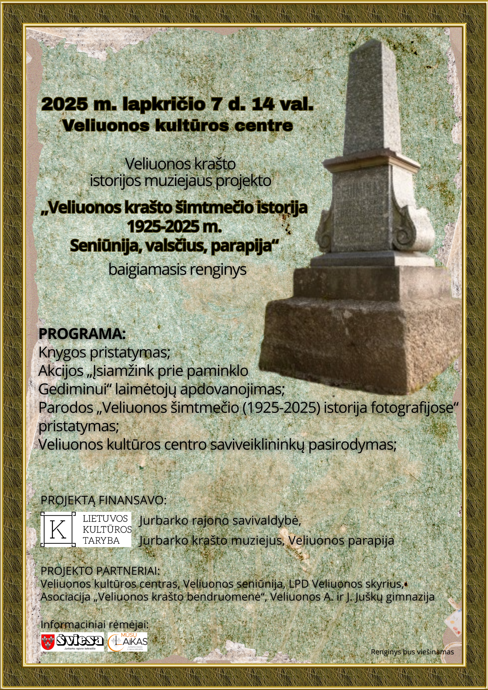 Veliuonos krašto šimtmečio istorija 1925-2025 m. Seniūnija, valsčius, parapija.